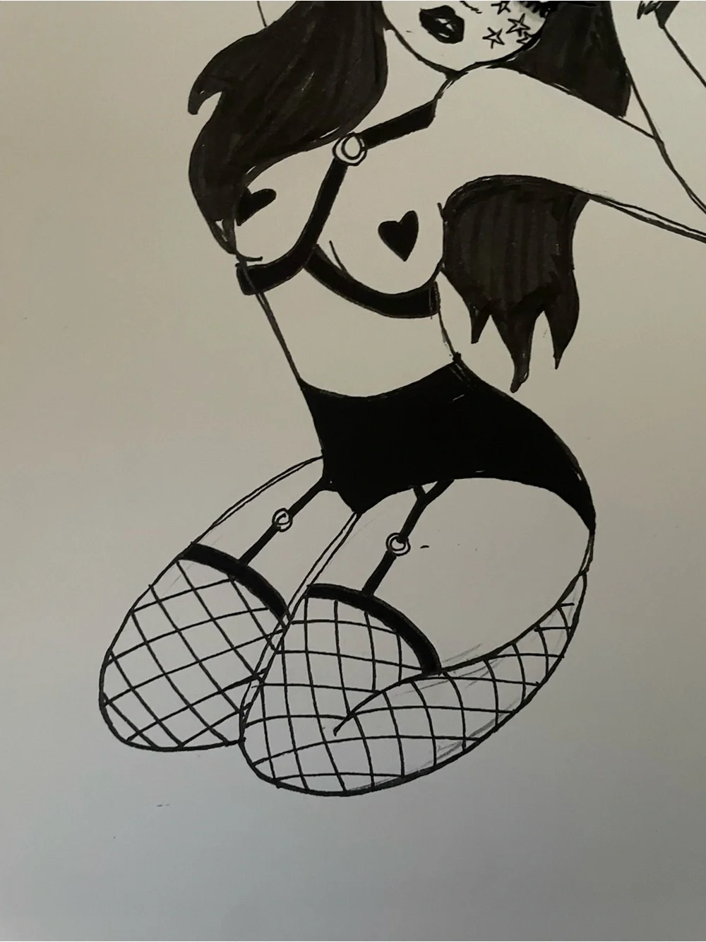 Valfre Black and White Pin-Up Illustration Wall Art extremely rare